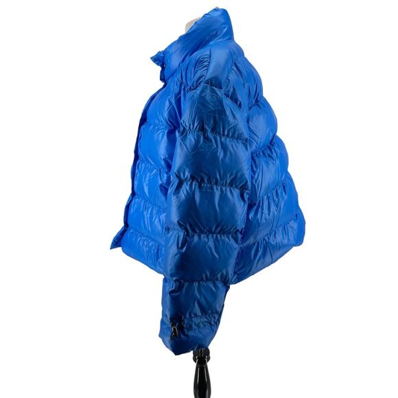 Future Collection Kahlana Barfield Brown Plus Blue Glossy Puffer Jacket Size 1X - Picture 3 of 6